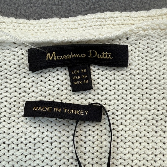 NWT Massimo Dutti Cream Knit Top XS Short Sleeves - Picture 2 of 11